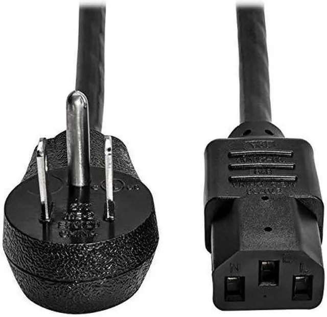 Main image of Tripp Lite Model P007-006-15D 6 ft. Desktop Computer Power Cord, Right-Angle 5-15P to C13 - Heavy Duty, 15A, 125V, 14 AWG, 6 ft. Black