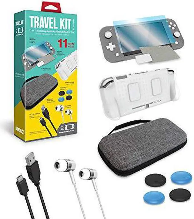 Alt view image 4 of 5 - Armor3 Travel Kit: Travel Case, Protective Case, Screen Protector, Earbuds, Type-C Charging Cable, Thumb Grips, Microfiber Screen Wipe for Nintendo Switch Lite