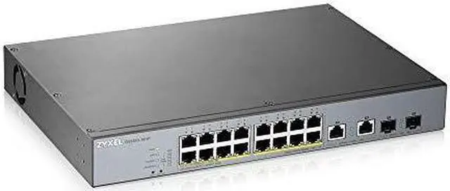 Alt view image 4 of 11 - ZyXEL GS1350-18HP 16-Port Gigabit Smart Nebula Cloud Managed PoE Switch, 16 PoE+ Ports at 250W with 2 SFP Uplinks