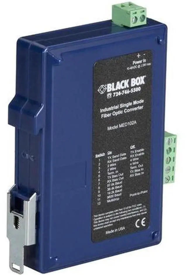 Alt view image 2 of 2 - Black Box Async RS232/422/485 Extender Over Fiber - Terminal Block to Singlemode SC - MED102A