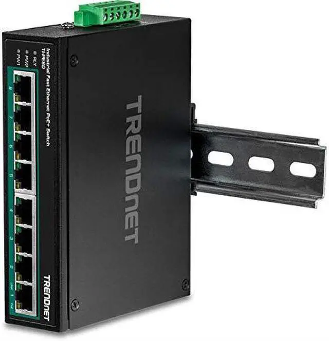 Alt view image 8 of 18 - TRENDnet 8-Port Industrial Fast Ethernet PoE+ DIN-Rail Switch,TI-PE80,8 x Fast Ethernet PoE+ Ports,IP30 Network Unmanaged Switch,200W PoE Power Budget, 1.6Gbps Switching Capacity