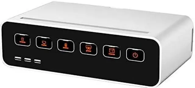 Alt view image 2 of 13 - Kantek PowerCentral Cable Management/Power Hub/Surge Protector/Monitor-Tablet Stand, Connect 5 Power Cords and 3 USB Ports, 11.8-Inch Wide x 6.7-Inch Deep x 3.5-Inch High, White/Black (CM1100)