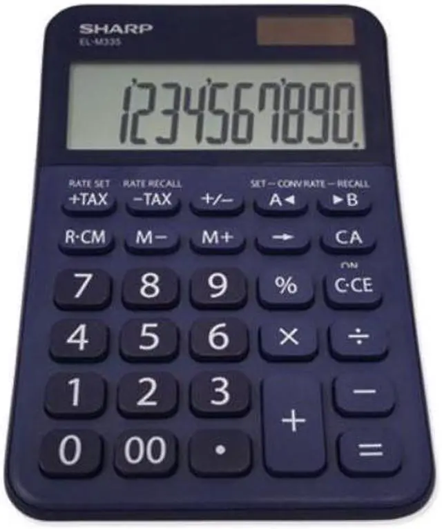 Alt view image 4 of 14 - Sharp ELM335BBL Desktop Calculator 10-Digit LCD Blue