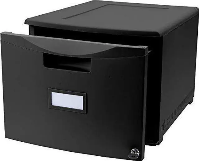 Alt view image 3 of 3 - One Drawer Mini File Cabinet with Lock, Legal/Letter, Black (Drop Ship Approved Packing) (replaces 61260B01C)