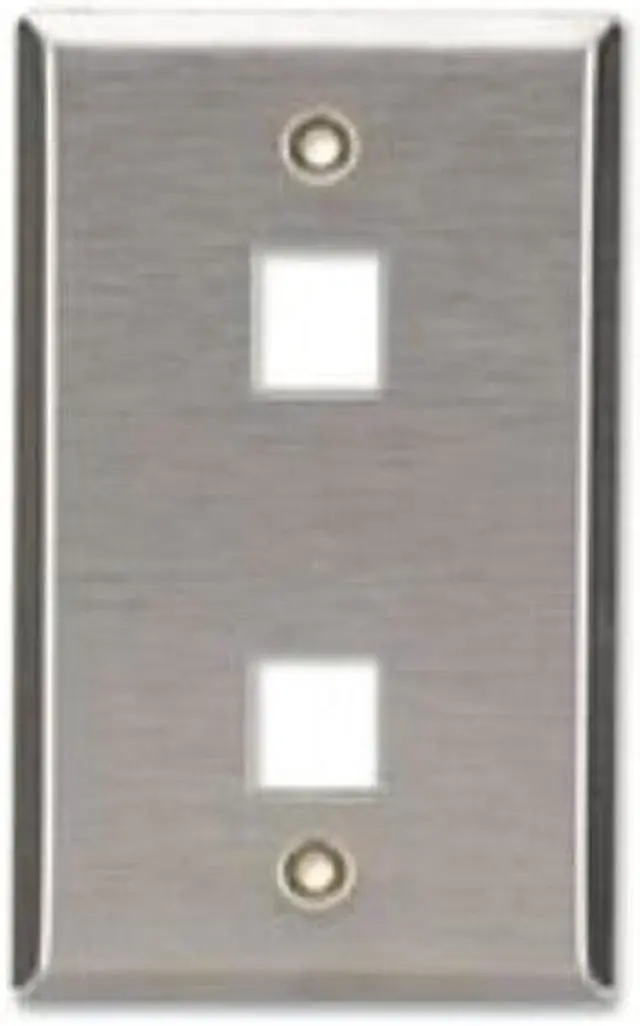Alt view image 3 of 9 - Black Box WP371 Keystone Wallplate - Stainless Steel, Single-Gang, 2-Port