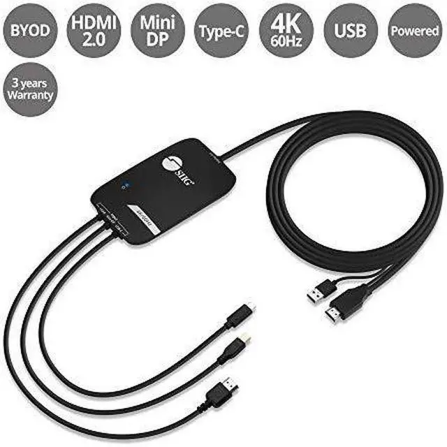 Alt view image 8 of 20 - Siig 3X1 Hdmi 4K Multi Format Presentation Switcher - Byod