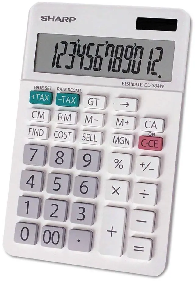 Alt view image 3 of 15 - Sharp EL-334W Large Desktop Calculator 12-Digit LCD EL334W
