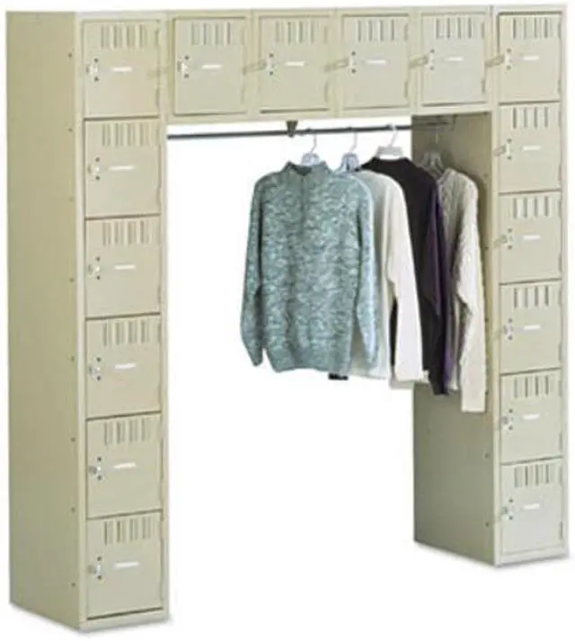 Alt view image 8 of 8 - Sixteen Box Compartments & Coat Bar, 72w X 18d X 72h, Sand