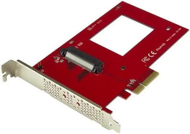 Alt view image 2 of 3 - StarTech PEX4SFF8639 U.2 To Pcie Adapter For 2.5 Inch U.2 Nvme Ssd - Sff-8639 - X4 Pci Express 3.0 - Interface Adapter - 2.5 Inch - Ultra M.2 Card - Pcie 3.0 X4 - Red