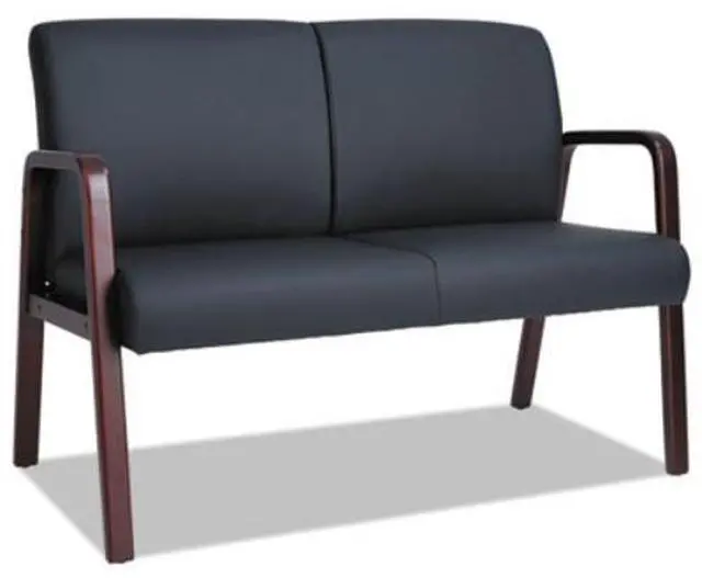 Main image of Alera ALERL2219M Reception Lounge Series Wood Loveseat, 33.00" x 44.88" x 26.13", Black/Mahogany