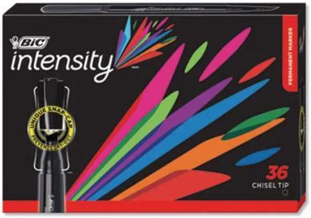 Main image of BIC GPMM36BK Intensity Chisel Tip Permanent Marker, Broad, Black, 36/Pack