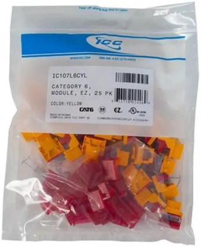 Alt view image 2 of 4 - ICC CAT6JKPK-YL IC107L6CYL CAT6 EZ 25 PK YELLOW