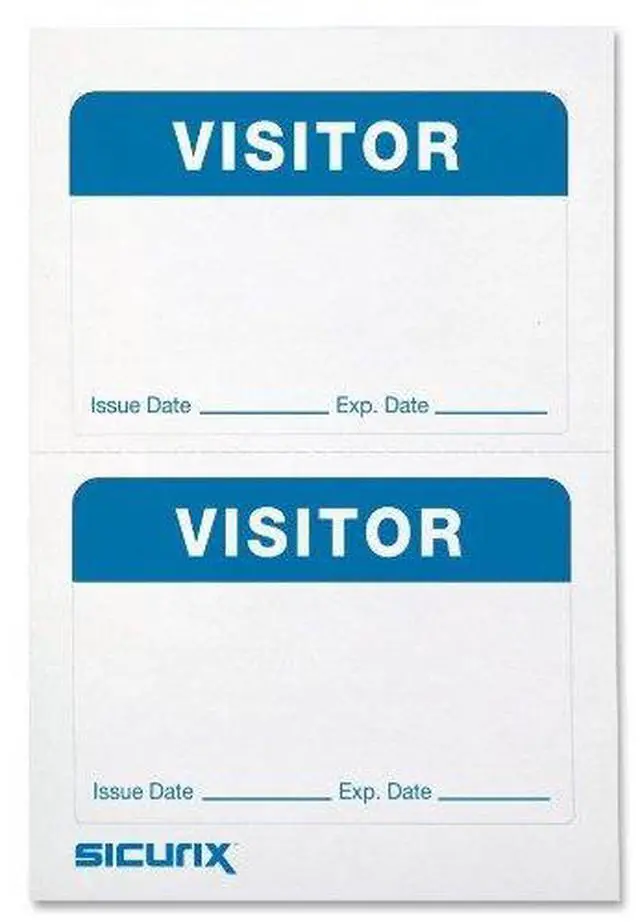 Alt view image 3 of 3 - Baumgartens Visitor Badge, 100/BX, White/Blue 67630
