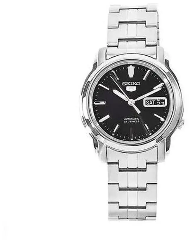 Alt view image 5 of 17 - Seiko 5 Automatic Black Dial Stainless Steel Mens Watch SNKK71