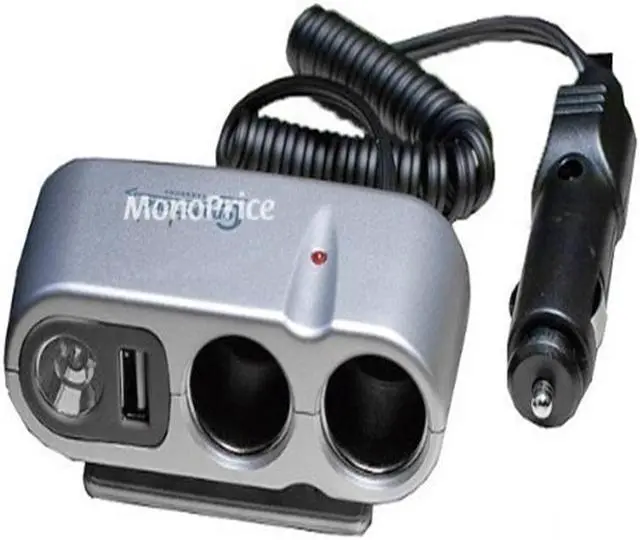 Alt view image 5 of 5 - Car Charger Multi-Socket With Light And USB Port 0.5mAh