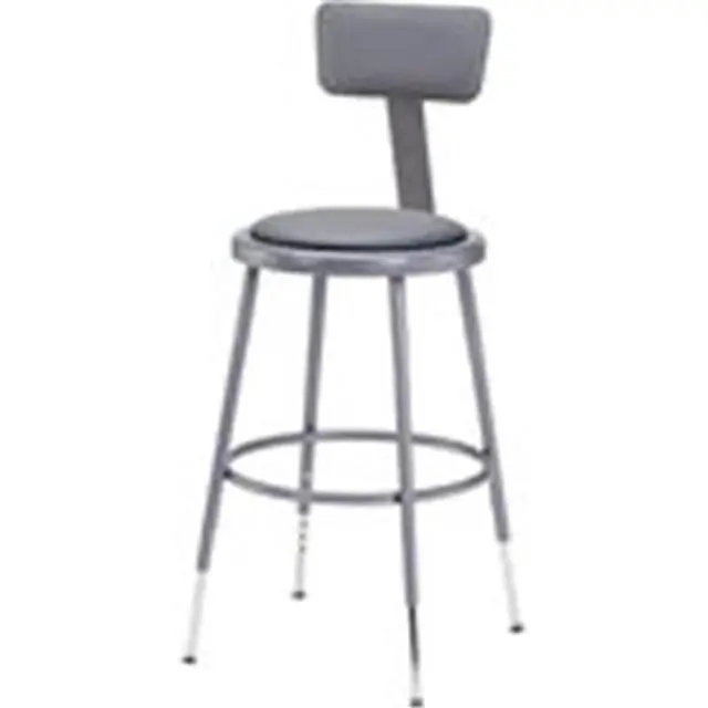 Alt view image 3 of 8 - NPS 6424HB 6400 Series Height Adjustable Heavy Duty Padded Stool with Backrest - Supports Up to 300 lb - 25" to 33" Seat Height - Gray