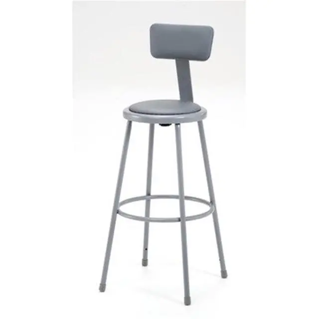 Alt view image 5 of 7 - NPS 6430B 6400 Series Heavy Duty Vinyl Padded Stool With Backrest - Supports 500 lb - 30" Seat Height - Gray Seat, Gray Back, Gray Base