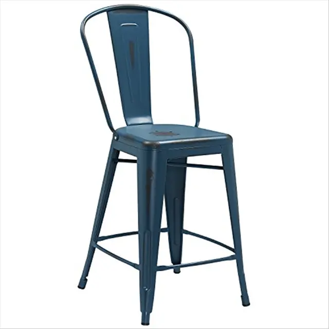 Alt view image 4 of 20 - Flash Furniture High Distressed Kelly Metal Indoor Counter Height Stool, Blue, 24"