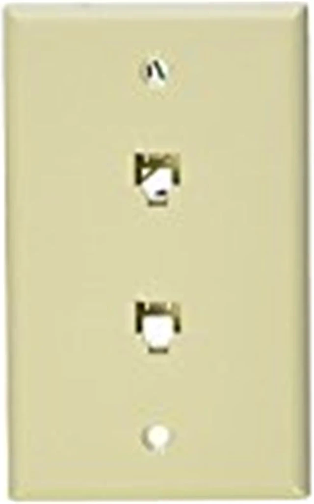 Main image of Leviton 40944-I Standard Telephone Wall Jack, 6P4C X 6P4C, Screw Terminals, Ivory