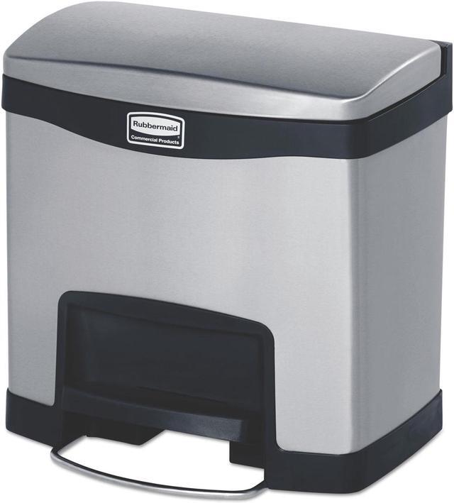 Slim Jim Stainless Steel Step-On Container, Front Step Style, 4 gal, Stainless Steel, Black Slim Jim Stainless Steel Step-On Container, Front Step Style, 4 gal, Stainless Steel, Black
