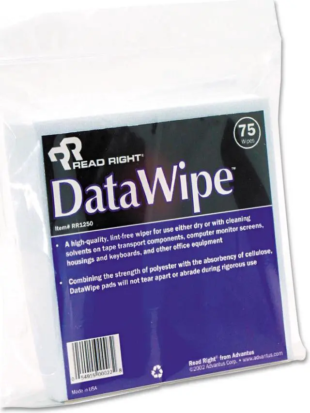 Alt view image 2 of 6 - Read Right DataWipe Office Equipment Cleaner Cloth 6 x 6 White 75/Pack RR1250