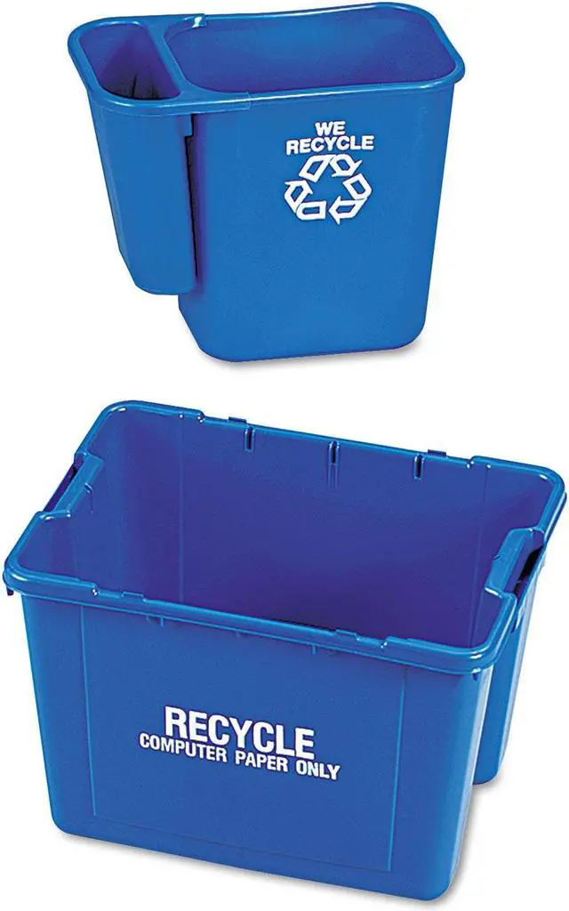 Alt view image 2 of 8 - RUBBERMAID FG295073BLA 1 gal Rectangular Polyethylene Recycling Bin , Black