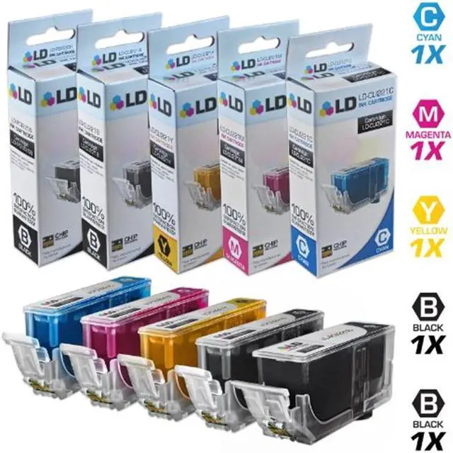 Alt view image 3 of 14 - LD Products Compatible Ink Cartridge Replacement for Canon PGI-220 & CLI-221 (Pigment Black, Black, Cyan, Magenta, Yellow, 5-Pack)