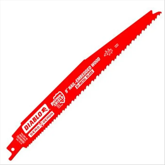 Alt view image 3 of 5 - Diablo Demo Demon 9 In. 6/12 TPI Wood w/Nails Reciprocating Saw Blade (5-Pack)