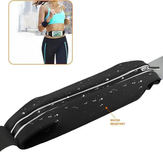 Main image of REIKO RUNNING SPORT BELT FOR IPHONE 7 PLUS/ 6S PLUS OR 5.5 INCHES DEVICE WITH TWO POCKETS IN BLACK (5.5x5.5 INCHES)