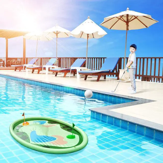 Alt view image 2 of 6 - MeiGuiSha 62 in Inflatable Pool Golf Game with 10 Balls, 2 Holes, and 2 Flag