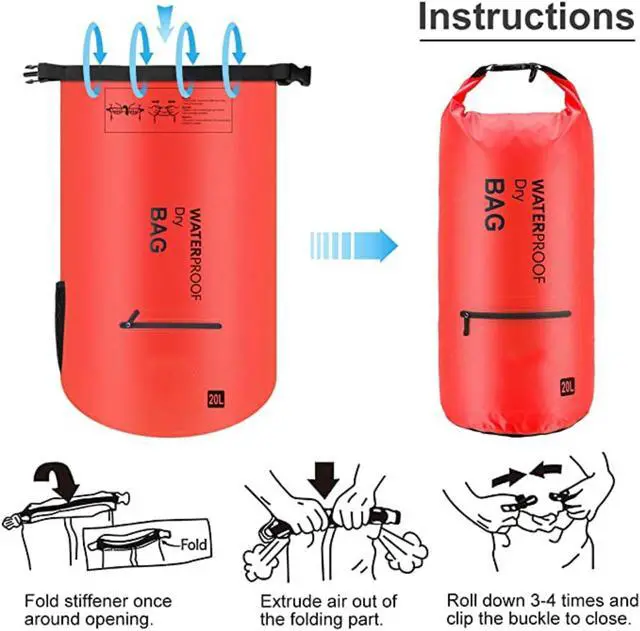 Alt view image 2 of 5 - Altatac Waterproof Floating Dry Bag Backpack w/2 Exterior Zip Pocket Orange 10L