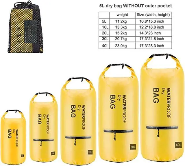 Alt view image 2 of 4 - Altatac Waterproof Floating Dry Bag Backpack w/2 Exterior Zip Pocket Yellow 20L