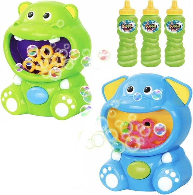 Main image of Hippo Bubble Machine for Kids 500+ Bubbles/Min Fun Bubble Maker Toy - 2 Pack
