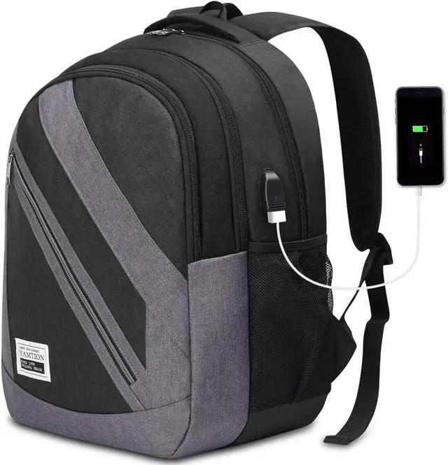 Alt view image 4 of 4 - Laptop Backpack for Men with USB Charging Port and Laptop Compartment Fits 15.6"