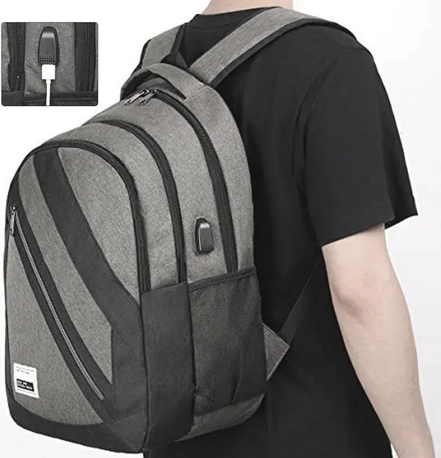 Alt view image 3 of 4 - Laptop Backpack for Men with USB Charging Port and Laptop Compartment Fits 15.6"