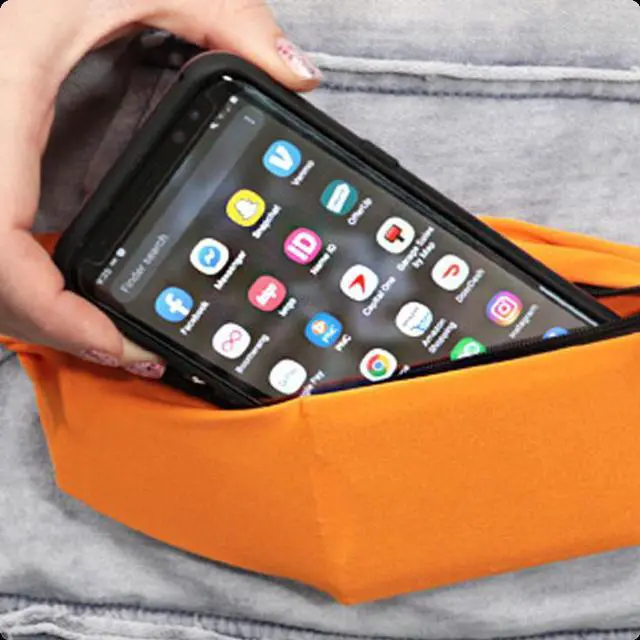 Alt view image 4 of 7 - Tekno Smart Belt Durable Stretchable Hidden Pockets Keeps Belongings Safe-Orange