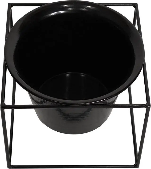 Alt view image 3 of 7 - Metal Square Flower Plant Pot with Stand 6" Indoor Modern Planter Pot - Black