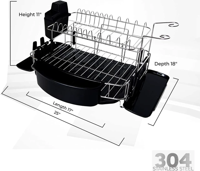 Alt view image 4 of 7 - Dish drying rack stainless steel, fully customizable 2 tier with 3 drainboards