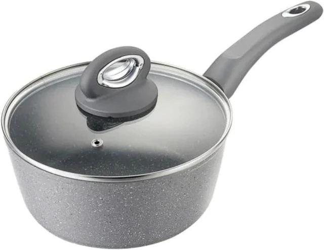 Main image of Aluminum 2.5 Quart QT 8'' Sauce Pan Pot Durable Lightweight with Glass Cover Lid
