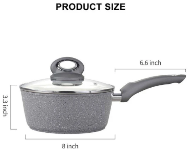 Alt view image 3 of 7 - Aluminum 2.5 Quart QT 8'' Sauce Pan Pot Durable Lightweight with Glass Cover Lid