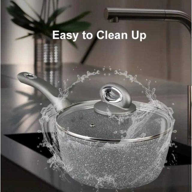 Alt view image 7 of 7 - Aluminum 2.5 Quart QT 8'' Sauce Pan Pot Durable Lightweight with Glass Cover Lid