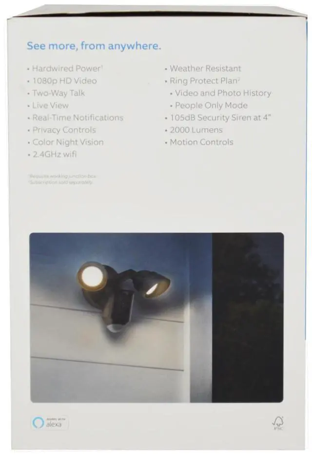 Alt view image 11 of 20 - RING Floodlight Cam Wired Plus Motion-Activated 1080p HD Black