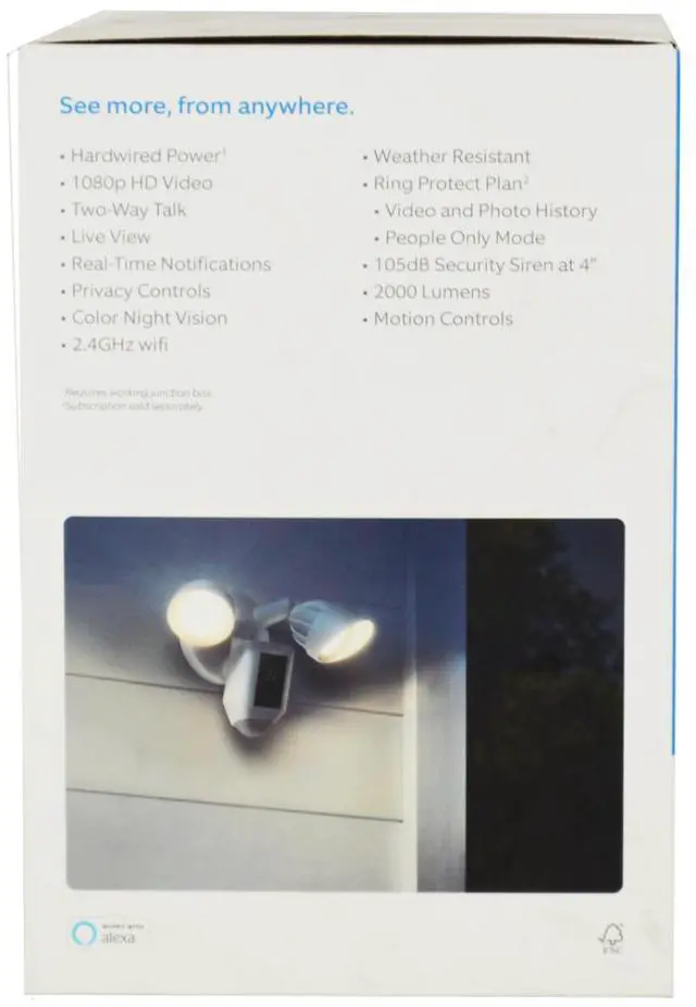 Alt view image 11 of 20 - Ring Floodlight Cam Wired Plus with Motion-Activated 1080p HD Video - White  B08F6GPQQ7