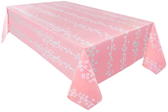 Alt view image 2 of 3 - Pink Disposable Plastic Tablecloths 6-Pack 54x108 Inch Rectangle Table Cover New
