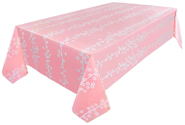 Alt view image 3 of 3 - Pink Disposable Plastic Tablecloths 6-Pack 54x108 Inch Rectangle Table Cover New
