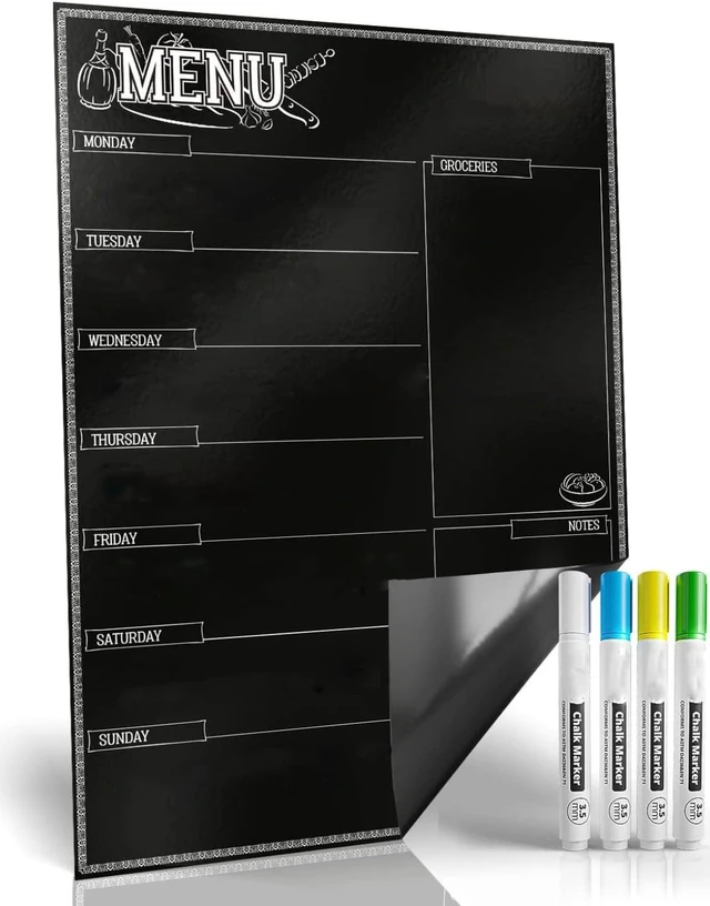 Main image of Magnetic Dry Erase Kitchen Fridge Weekly Meal Planner Menu Board Chart 17x12''