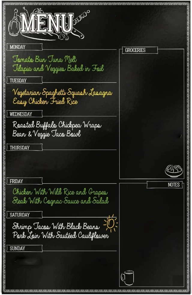 Alt view image 2 of 7 - Magnetic Dry Erase Kitchen Fridge Weekly Meal Planner Menu Board Chart 17x12''