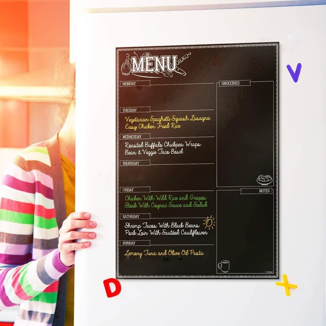 Alt view image 4 of 7 - Magnetic Dry Erase Kitchen Fridge Weekly Meal Planner Menu Board Chart 17x12''