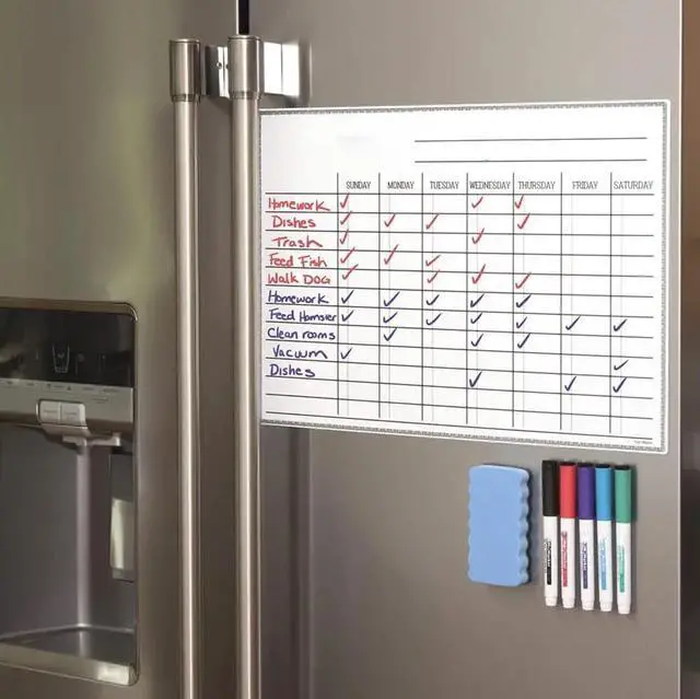 Alt view image 2 of 7 - Magnetic Dry Erase Board For Kids Chores Whiteboard Weekly Chore Chart 17X12''