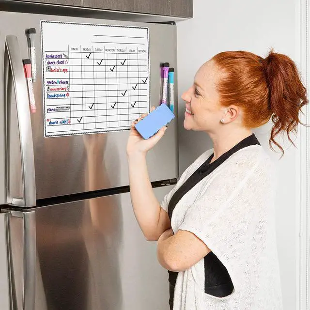 Alt view image 4 of 7 - Magnetic Dry Erase Board For Kids Chores Whiteboard Weekly Chore Chart 17X12''